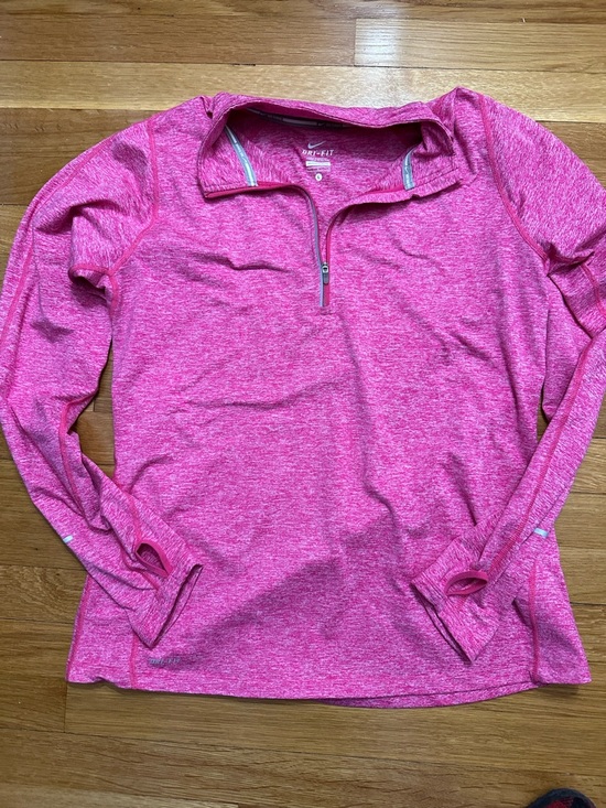 Nike Tops - Nike Pink Heathered Quarter-Zip Performance Top Size Large EUC